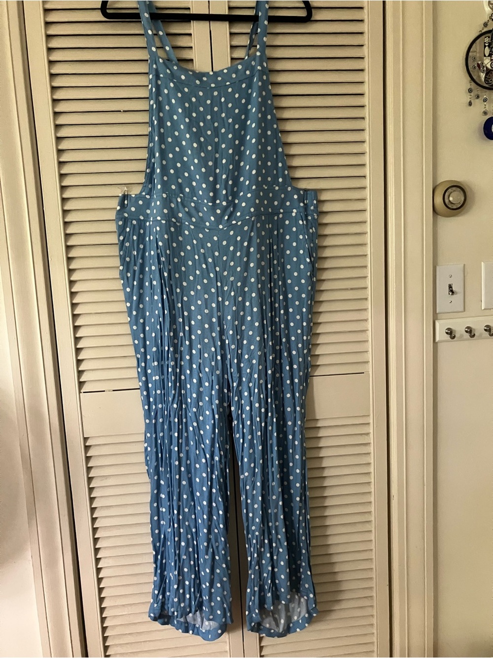 Torrid Size 1 (14-16) SHORT Wide-Leg Stretch Crepe Jumper Blissful Blue Dot NWT